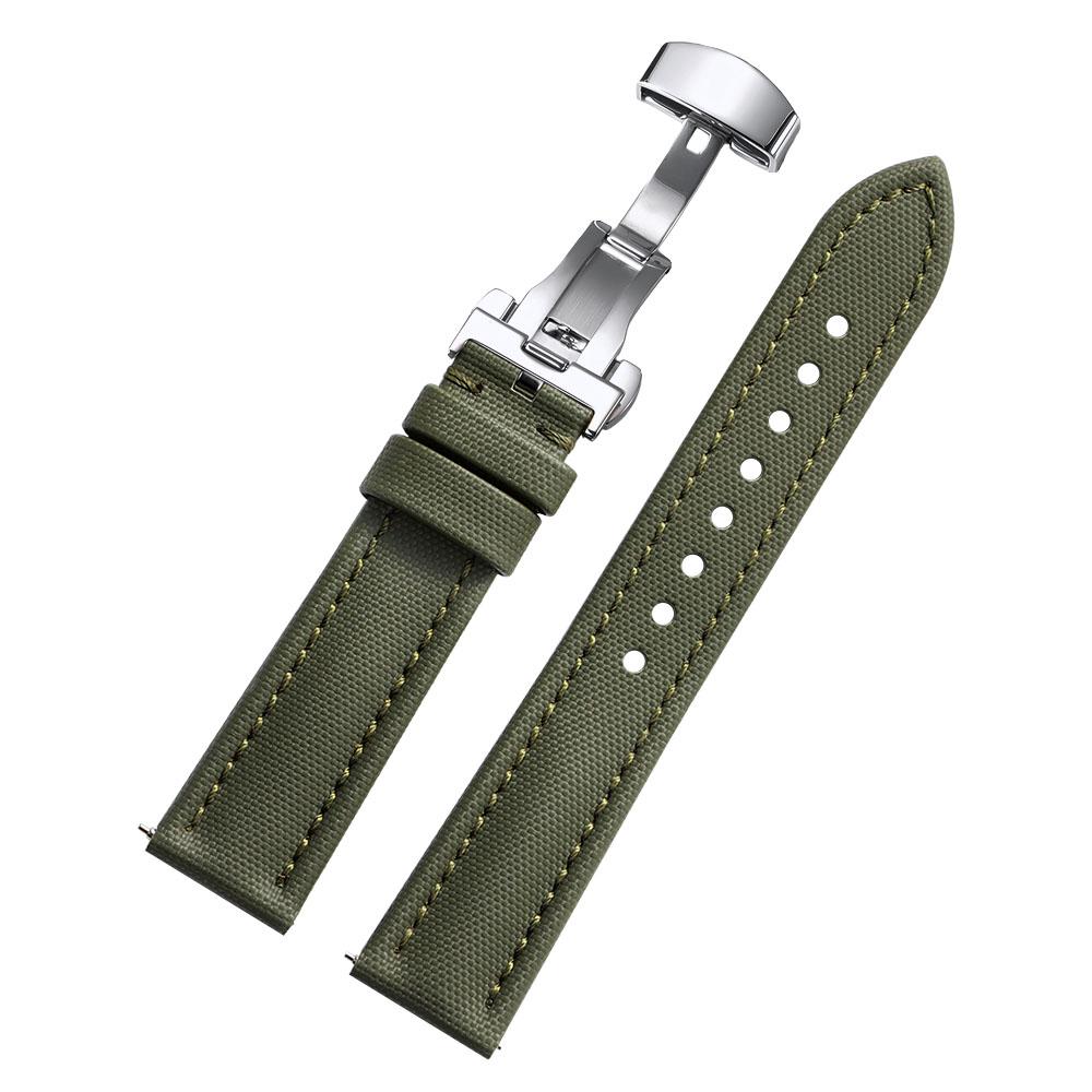 Waterproof Sailcloth Watch Band Butterfly Buckle Sailcloth Strap Quick Release 18/19/20/21/22mm Durable Nylon Bracelet Wristbelt