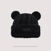Autumn and winter women's wool hat versatile knitted hat bag head showing small face warm embroidery plush cold hat big head circumference