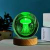 1pc 3D Laser Jellyfish Carved Glass Ball, Nightlight Decoration, Holiday Party, Boyfriend and Girlfriend Wife Birthday Gift