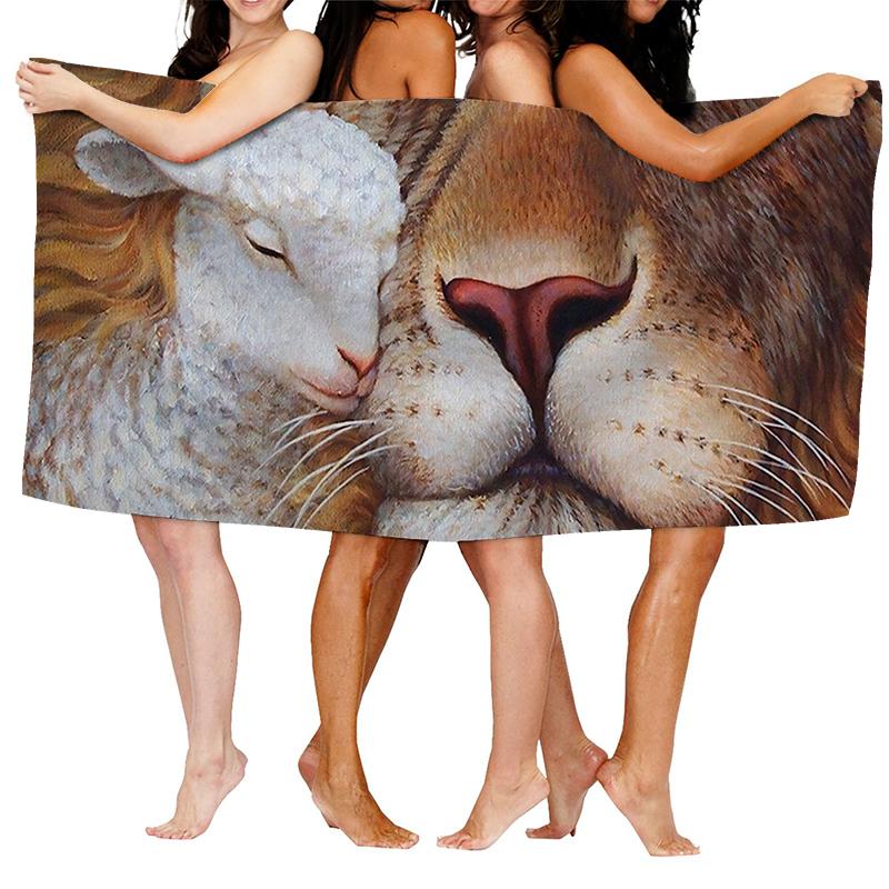 Home bath towels for the body towels bathroom quick drying microfiber beach towel Oil painting style man large sports towel