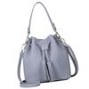 Bucket Bag Faux Leather Tassel Drawstring Crossbody Pouch Women Solid Color Shoulder Bag Handbag