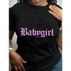 Women's Babygirl Graphic T-Shirt Black Pink Lettering Casual Lightweight Everyday Tee