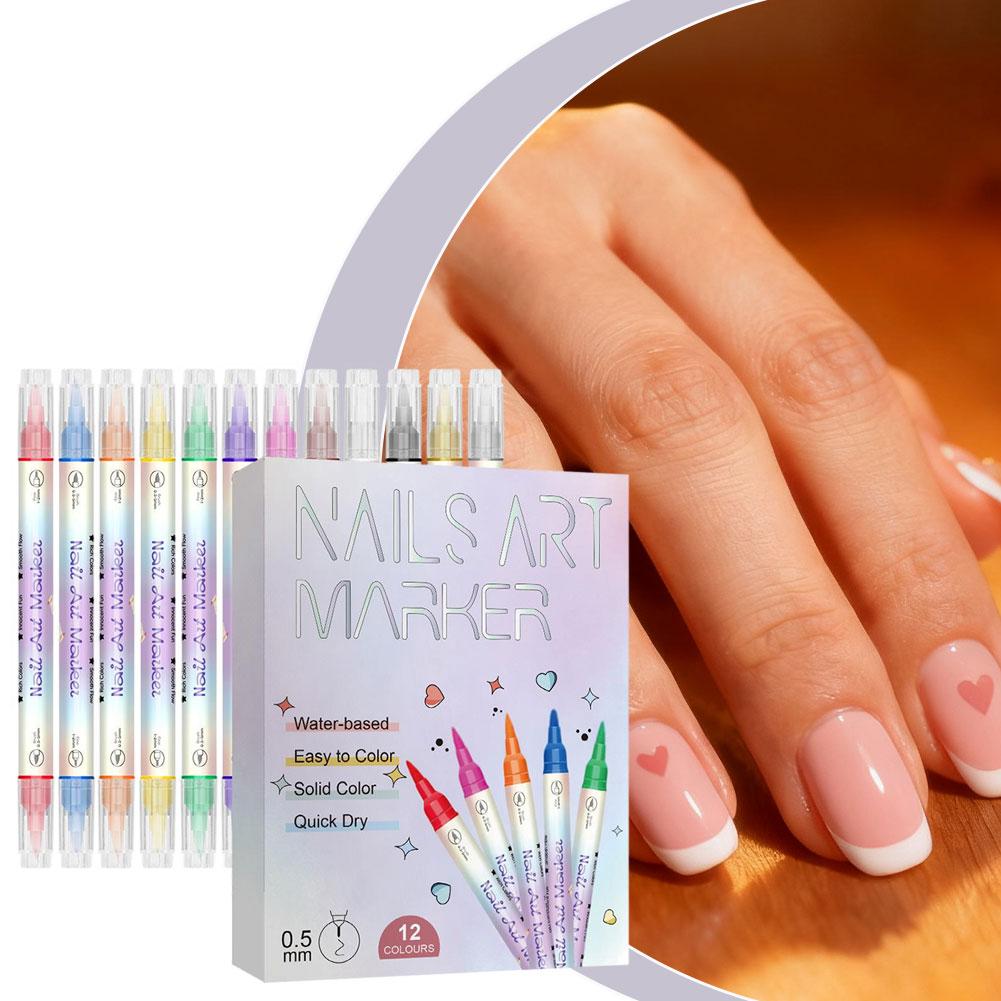 12Pcs Nail Art Marker Pen DIY Painting Graffiti Nail Art Pen Waterproof Quick Dry Drawing Painting Line Pencil Manicure Tool NEW