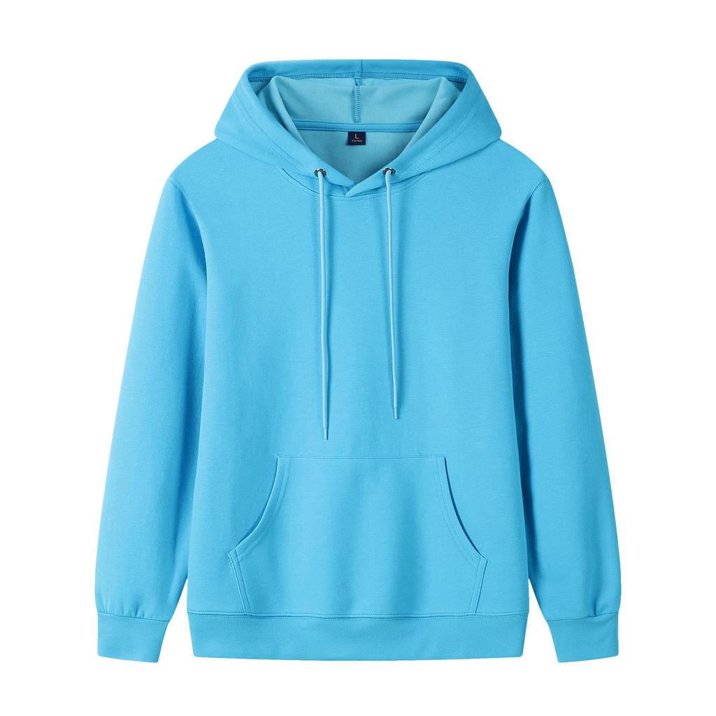 Couple's Casual Solid Color Hooded Sweatshirt - Heavyweight 320g Pure Cotton, Long Sleeve, for Spring and Autumn.