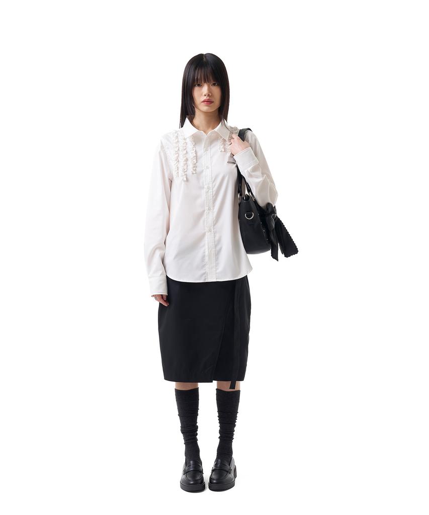 Iuga Makaras Belted Bag Midi Skirt (Black)