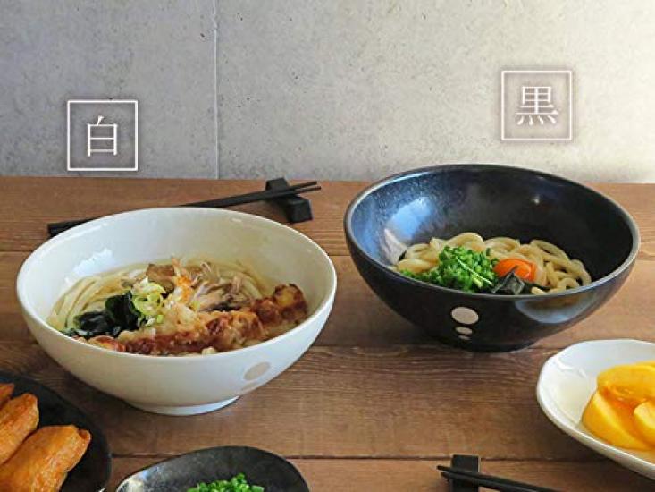 Tableware East Noodle Bowl, Large, Black, Polka Dot, Monotone Series, 1,500cc
