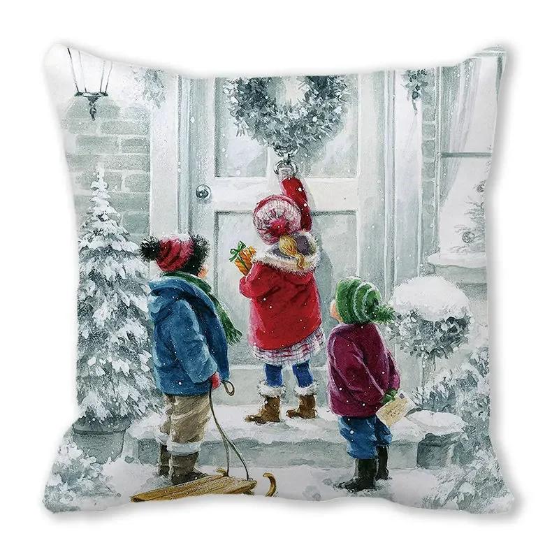 Home Decor Spring/Summer Pillowcase Animal Cat Dog Duck Sheep Print Cushion Cover Sofa Polyester  Funda De Almohada