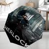 Sherlock Holmes Thema Automatischer Regenschirm, Leicht & Tragbar, 8 Speichen, Perfekt für Reisen im Freien, Geburtstage, Weihnachten, Geschenke.
