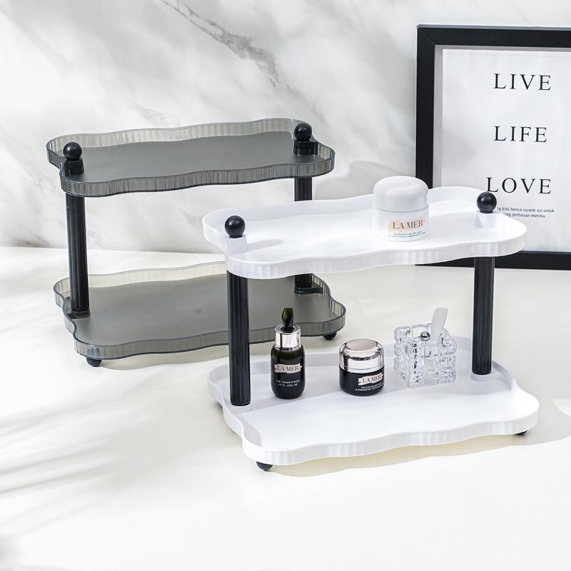 Double-Layer Desktop Storage Rack for Office, Cosmetics, and Toiletries