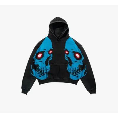 Autumn and Winter Men and Women's Skull Horror Element Pattern 3D Printed Hoodie Black Casual Pullover Suitable for Daily Wear