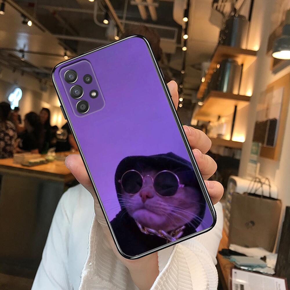 Funny Cartoon Cat Phone Case Hull For Samsung Galaxy A70 A50 A51 A71 A52 A40 A30 A31 A90 A20E 5G A20s Black Shell Art Cell Cove