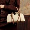 Vintage Genuine Leather Shell Shoulder Bag Ctrast Color Soft Designer Handbag Adjustable Strap Female Underarm Hobo Tote