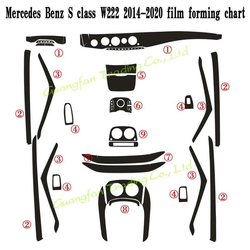 car-Styling 5D Carbon Fiber Car Interior Center Console Color Change Molding Stickers Decals For Benz S class W222 2014-