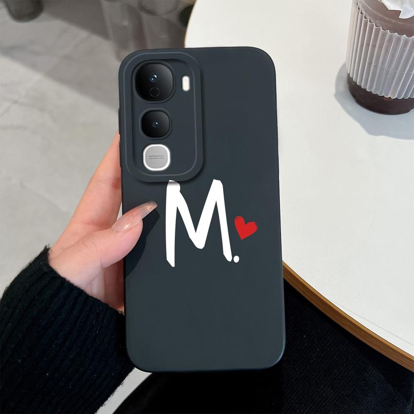 For Vivo Y400 Pro Y100 Y200e Y02 Y03 Y04 Y28 Y29 Y29S Cute Art Letter Phone Case Lens Protection Liquid Silicone Shockproof Soft Covers For Vivo Shell