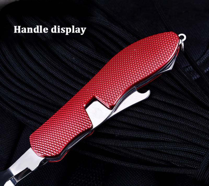 4 In 1 Multifunctional Outdoor Tableware Stainless Steel Foldable Fork Spoon Knife Picnic Camping Hiking Travelling Dinnerware