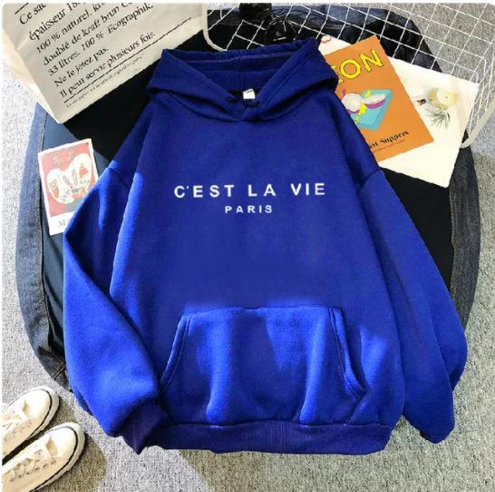 Women Korean Oversized Hoodie  Autumn and Winter New Ladies Loose Fitting Hooded Trend Student Letter Print Sweatshirt