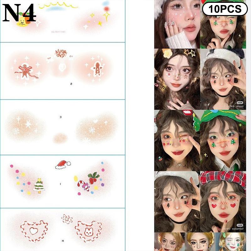 Christmas Face Sticker Corner Of Eyes Sticker Temporary Tattoos Body Art Party Self Adhesive Love Creative Cute Colorful Sweet
