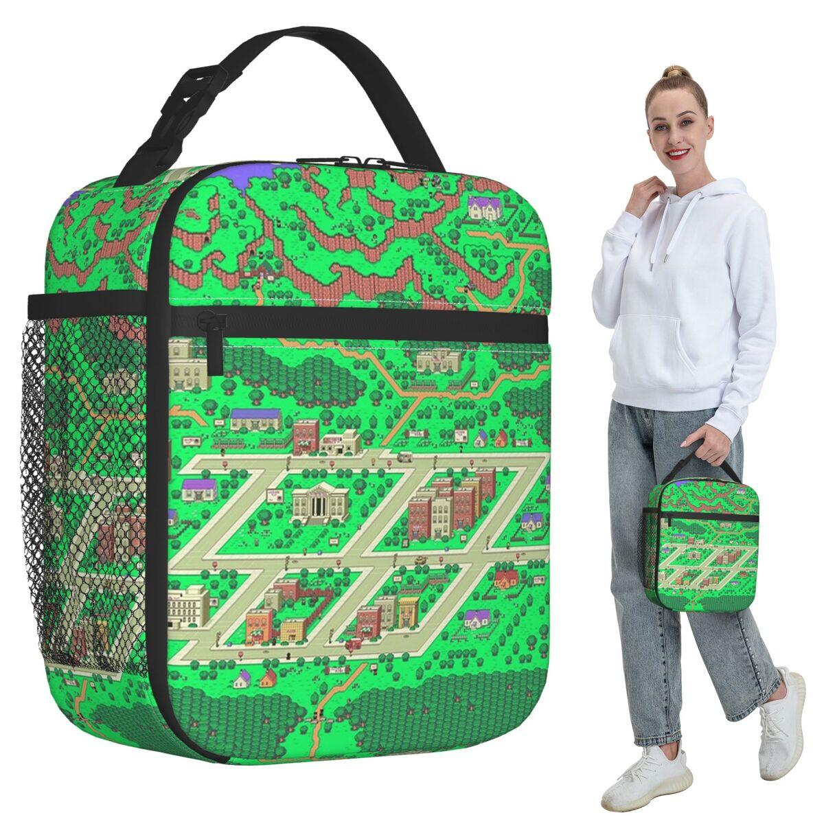 Earthbound Onett Map Insulated Lunch Bag for Kids School Cooler Thermal Food Box Tote Portable Lunch Boxes Container One Size