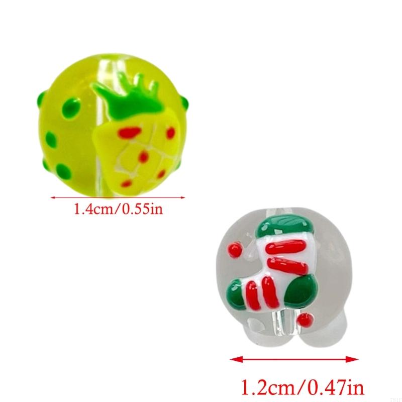 Christmas Beads with Hole Hand Painted Glass Beads For Christmas Tree Decoration Handmade Craft Bracelets Jewelry Making
