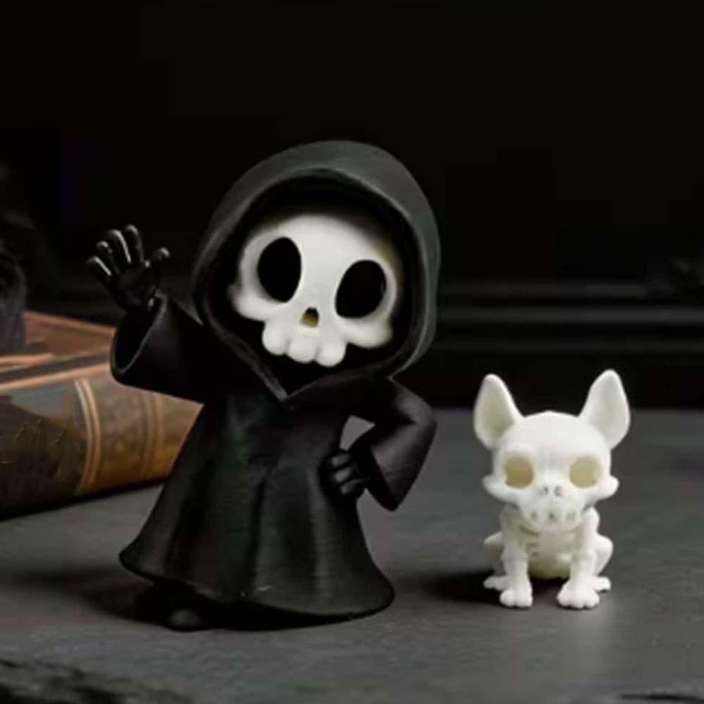 Cute Grim Reaper Toy PLA Halloween Miniature Ghost Desk Statue 3D Printed Doll Bookshelf