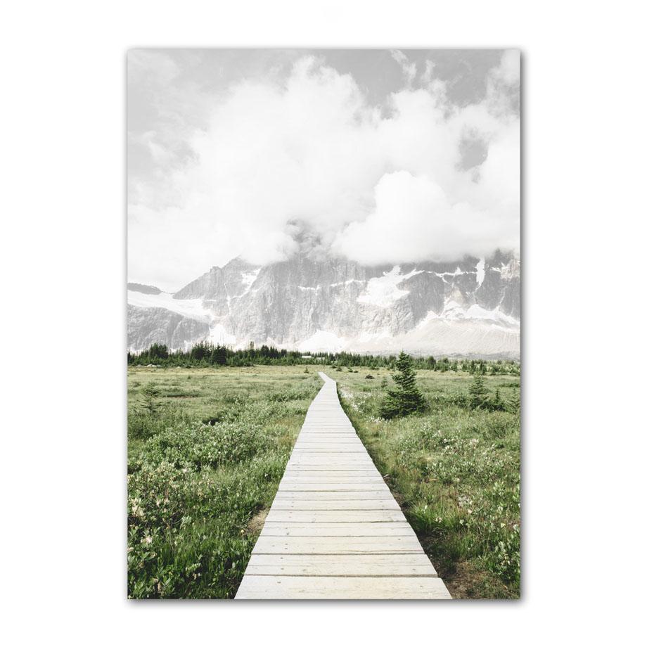 White Flower Dandelion Green Hill House Wall Art Canvas Painting Nordic Posters And Prints Wall Pictures For Living Room Decor