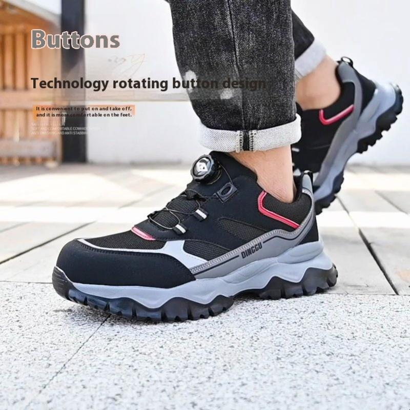 Light Breathable Sneaker Safety Shoes With Steel Toe Cap Anti-Piercing, Shock Absorbing Anti-Smash Design, Work Shoes For Men