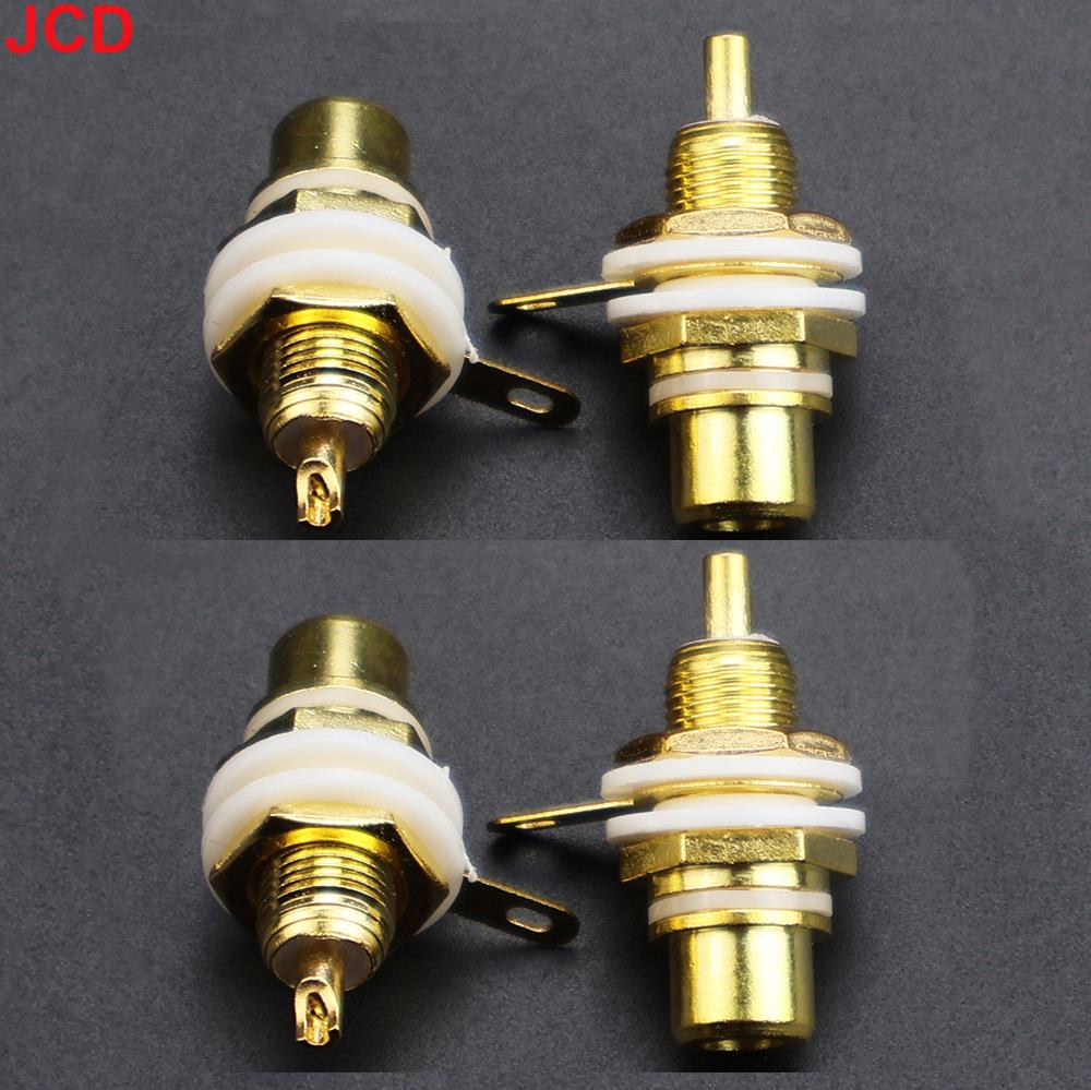 4 Pcs Solderable Rca Panel Mount Plug Female Jacks Socket Connector Chassis Amplifier Terminal Adapter Coupler for Amp (2 Pairs)