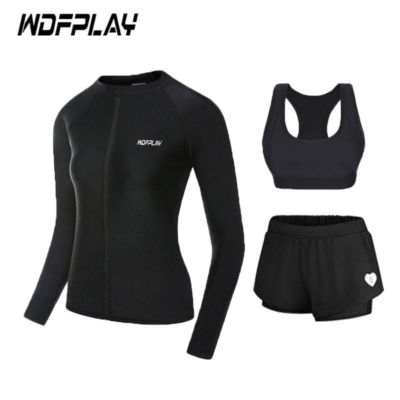Womens UV Protection Rash Guard Set Quick Dry Swimsuit Snorkeling Surfing Swimming