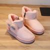 Children's Snow Boots Thicken Plush Warm Bow Rhinestone Boots Anti-slip Girls Warm Shoes Winter Warm Lined Kids Outdoor Shoes