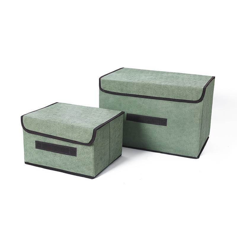 Foldable Fabric Storage Box Set, Stackable & Dustproof, with Lid - 2 Pieces.