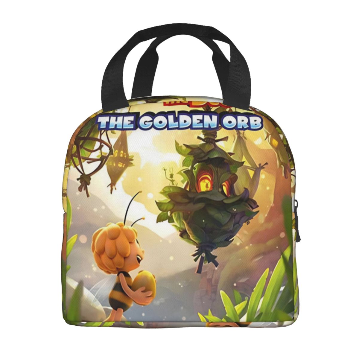 Maya The Bee With Flowers Cartoon Insulated Lunch Bag Food Bag Portable Thermal Cooler Lunch Boxes For Travel Option 1