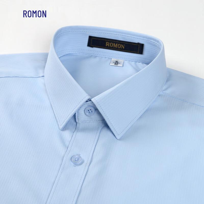 ROMON Men's 3D Textured Bamboo Fiber Wrinkle-Resistant Long Sleeve Shirt