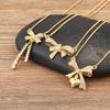Nidin Korea Popular Bowknot Shape Shine Zircon Fine Pendant Necklace 7 Styles For Female Fashion Cute Chain Choker Jewelry Gifts