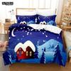 Christmas Santa Duvet Cover Set Winter Theme Cartoon Bedding Set Microfiber Santa Claus Elk Carriage Comforter Cover Girl Boy