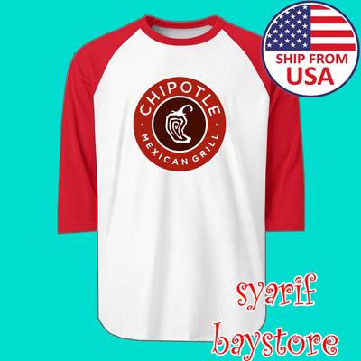 Chipotle Mexican Grill Muži#039;s Raglánové Bílé Červené Velikost S až 2XL Unisex Tričko