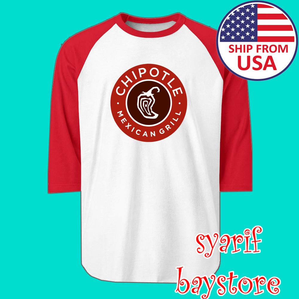 Chipotle Mexican Grill Men#039;s Raglan White Red Size S to 2XL Unisex T-Shirt XL