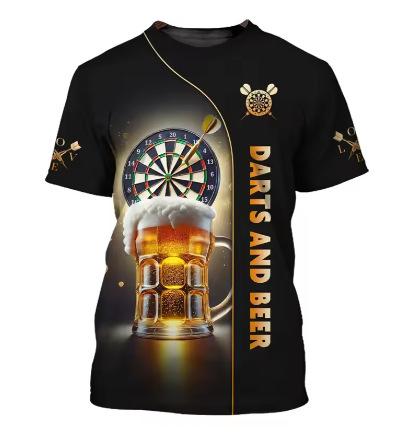 New 3D Printed Darts Men s Name Darts Team Summer Short Sleeve Top Fashion Round Neck XXS