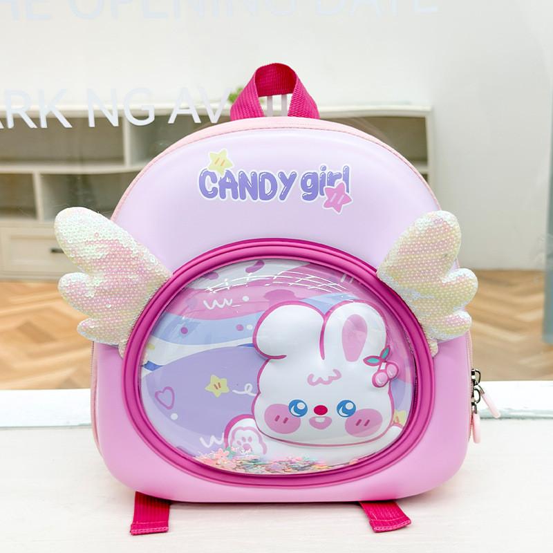 Children Cartoon Bunny Backpack With Eva Material For Kindergarten Girls Pink