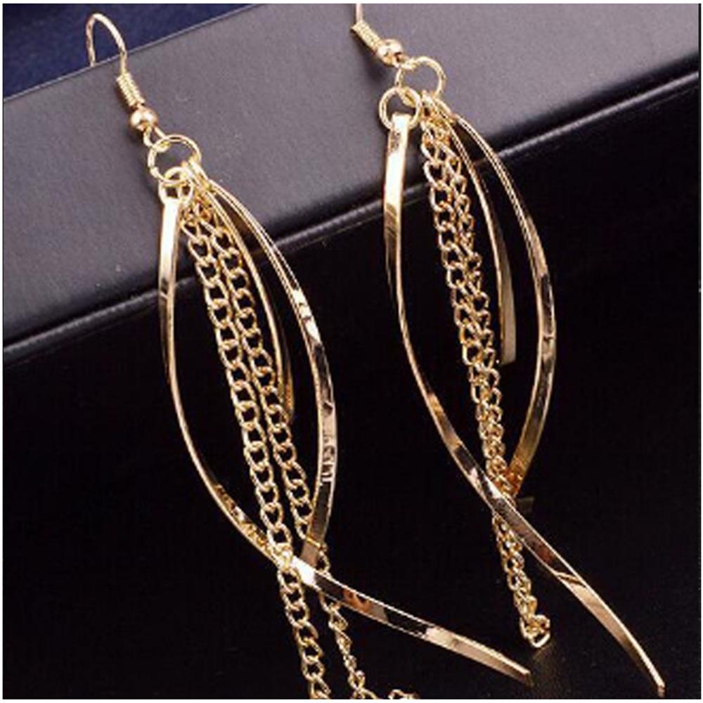 1 Stück Retro Gold Silber Farbe Lange Hängende Ohrringe Für Damen Metall Quaste Ethnisch Hängende Ohrringe Hip Hop Street Schmuck Zubehör