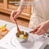 Stainless Steel Small Sauce Pan with Heat Insulation Wooden Handle Dual Pour Spouts for Kitchen Baby Porridge Cooking Milk Heating