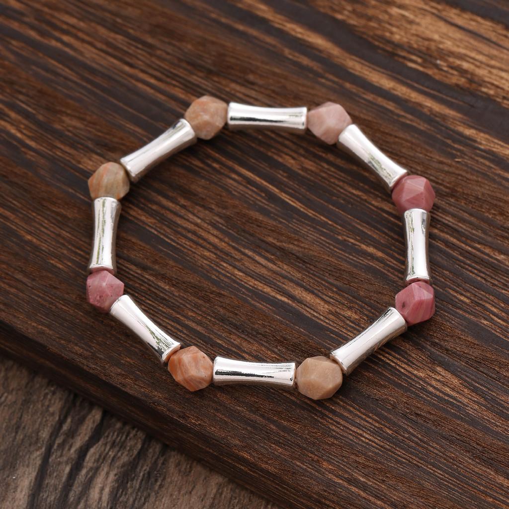 Natural Crystal Cut-face Beaded Bamboo Elastic Bracelet, High-end Men's and Women's Versatile Crystal Jewelry