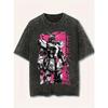 T-shirt Gundam da Uomo Vintage Lavaggio Acido Rosa Cyberpunk Mecha Streetwear Retro Mobile Suit Grafiche Giapponesi