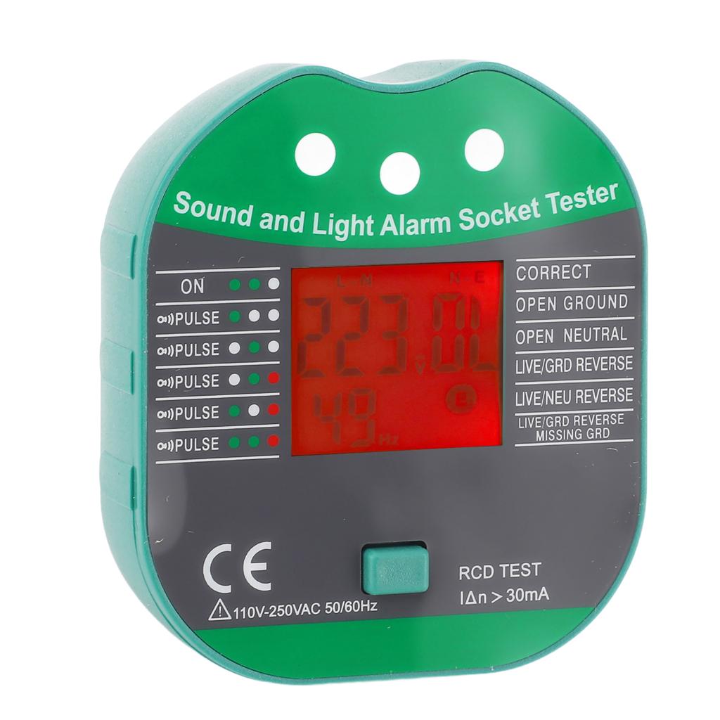 Socket Tester Electrical Outlet Sound Light Alarm Voltage Checker Detector