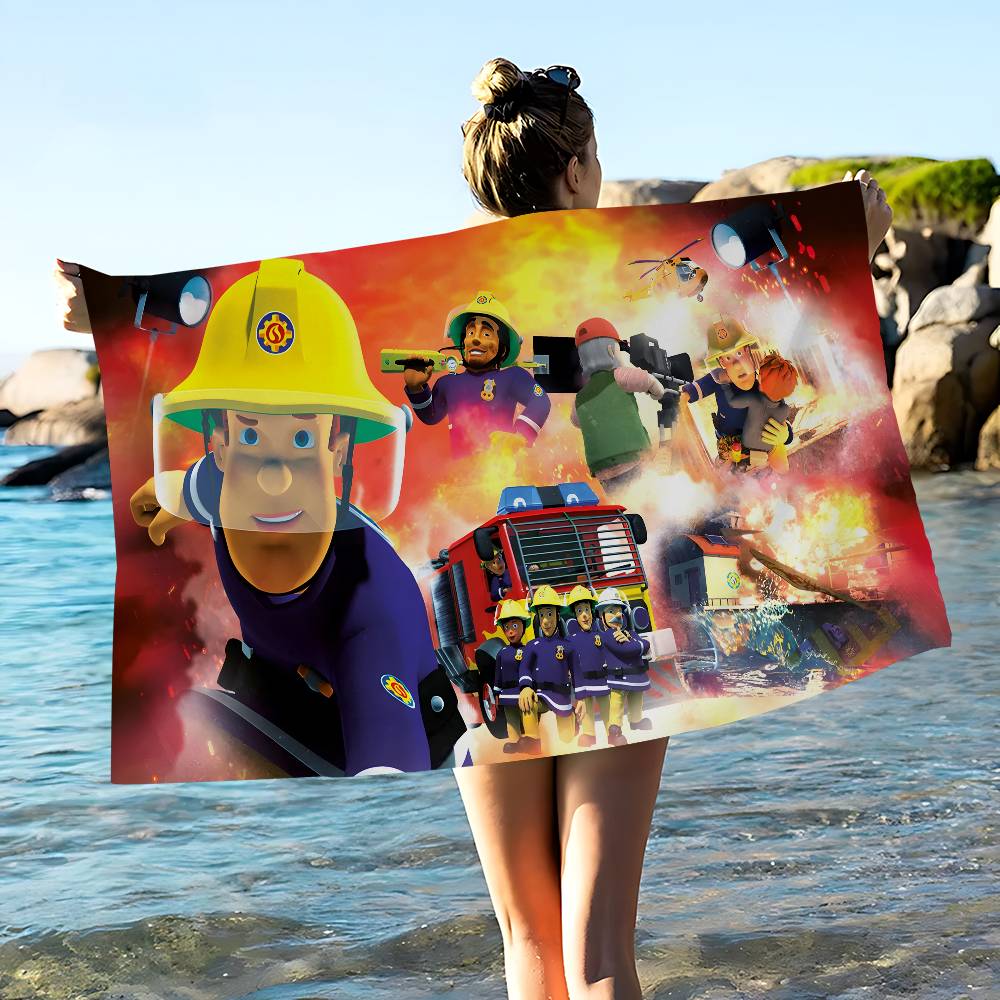 British Animated F-Fireman Sam Beach Towel Colorful Bath Towels For Girl Quick Dry Custom Sand Free Beach Yoga Spa Gym Pool