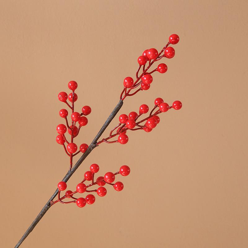 Red Fruit Golden Berry Chinese New Year Spring Festival Home Decoration Simulation Flower Golden Eucalyptus Leaf Small Fan Leaf