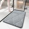 Bathroom Mat with Non-Slip PVC Backing, Absorbent Jacquard Plush Bath Rug, Machine Washable, 4 Size Options