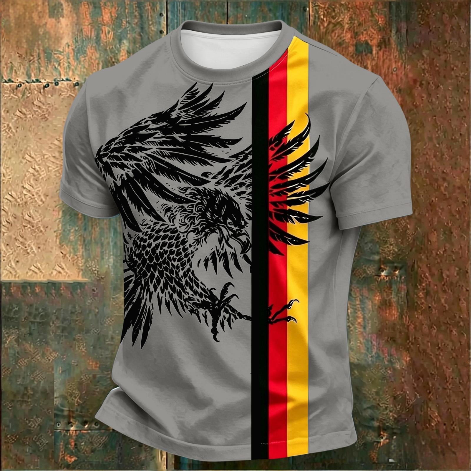 Men s Casual Raglan Sleeve T-Shirt with Graphic Print and Vertical Stripes Fashion Short Sleeve Top for Everyday Wear L