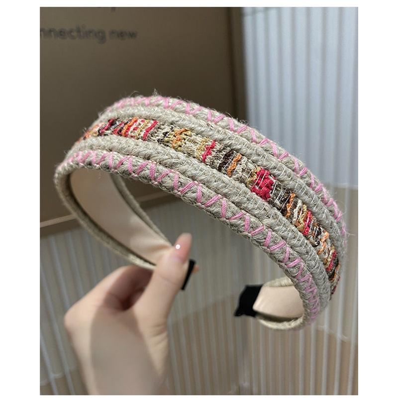 Bohemian Woven Wide Headband for Women, Vacation Style Non-slip Hair Hoop, Colorful Stitching Hairband for Washing Face & Daily Use
