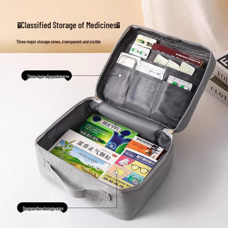 Portable Large-Capacity First Aid and Medicine Bag for Home and Travel