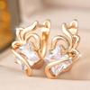 Elegant Gold Color Square Stud Earrings for Women Clear Zircon Geometric Jewelry Fashion Gift